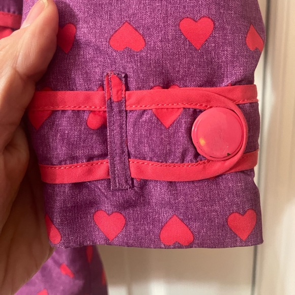 London Fog Girl Hooded Jacket Purple and Pink Hearts London Fog Girls Size 5 - Picture 4 of 8